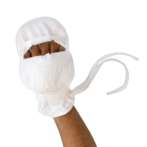 Universal cotton protective peekaboo mitten with Velcro closure
